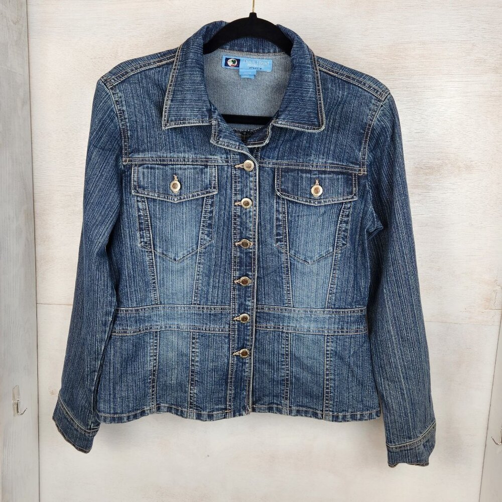 Duck Head Jeans Co. Stretch Medium Wash Denim Jacket Small, Button Down, 90s/Y2K - Picture 1 of 8
